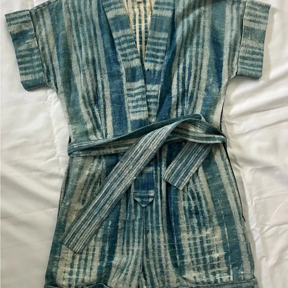 Like New/ Never Worn- Cleobella Teal Striped Kimono in BLUE - Picture 1 of 6
